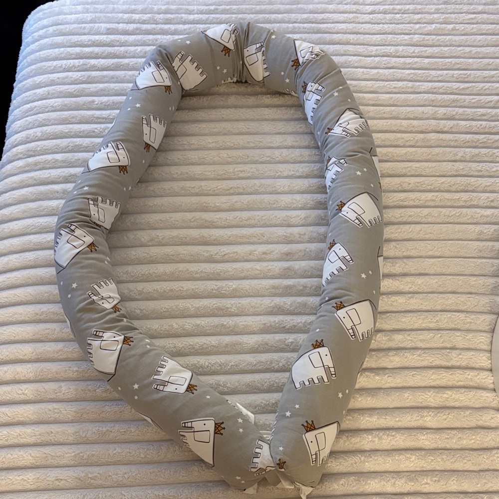 Gray Elephant Print Baby Pillow